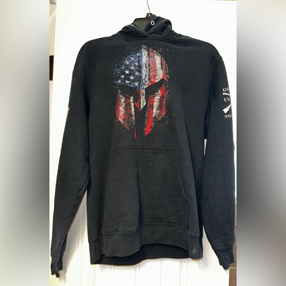 Grunt style American Spartan 2.0 Unisex Patriotic Pullover Hoodie sz Medium
